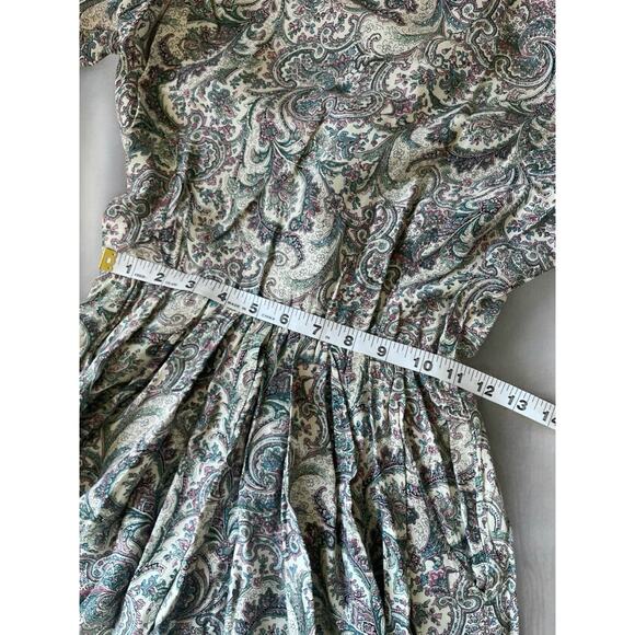 Vintage 80s Phoebe Petites Paisley Midi Dress Boho Cottagecore 80s Feminine S-XS - Picture 7 of 8